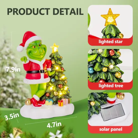 YDKOJGW Solar Garden Outdoor Statues with Succulent and 7 LED Lights - Lawn Decor Tortoise Statue for Patio, Balcony, Yard Ornament - Unique Housewarming Gifts (Green G) {5}