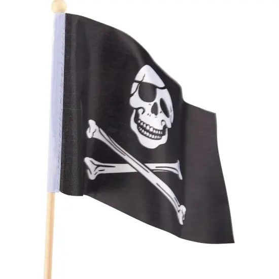 12-Piece Jolly Roger Stick Flags - Black Pirate Hand-Held Flags, Polyester Stick Flag Banners, Decorations Parties, Parades Festivals, 5.5 X 8.3 inches {2}