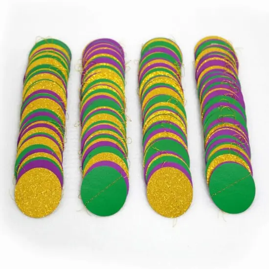 Gold Purple Green Mardi Gras Party Decorations Glitter Dot Garland Circle Streamers Banner Backdrop for Fat Tuesday Carnival Themed Parties Wedding Baby Shower Birthday Decor {5}