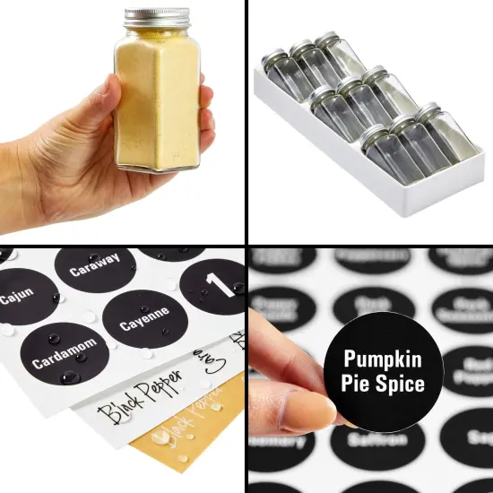 Talented Kitchen Spice Drawer Organizer with Jars and Labels with 18 Empty 4-oz Spice Bottles (5.9 x 15 In) Clear {7}