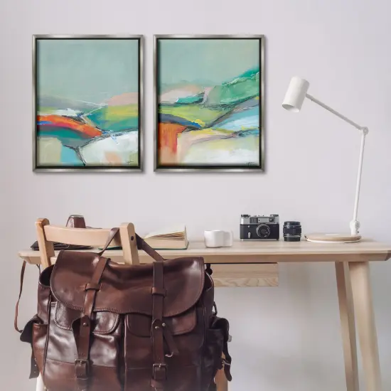 Stupell Industries Impressionist Pastel Landscape 2 pc Framed Floater Canvas Wall Art Set Design by Jan Weiss {2}