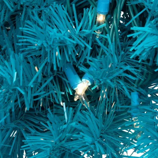 Northlight Pre-Lit Artificial Pine Christmas Wreath - 24" - Turquoise - Clear Lights Blue {6}