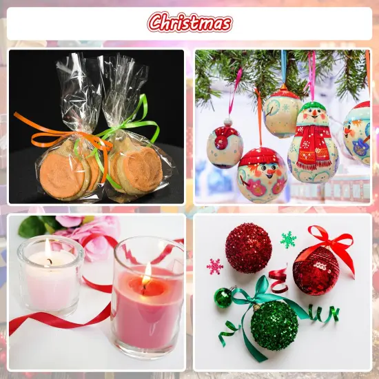 18 Colors Double Faced Satin Ribbon Polyester,1/8 inch Solid Fabric Ribbon Roll for Gift Wrapping, DIY Crafts, Wedding Birthday Party Decorations {6}