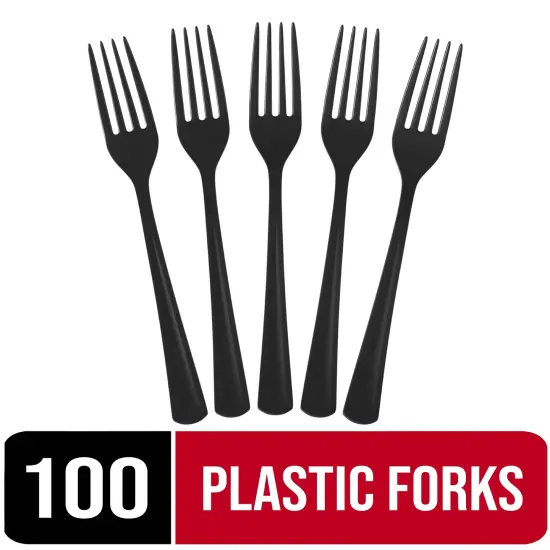 Party Solids 100 Pcs Disposable Utensils &ndash; Heavy Duty Plastic Cutlery Set &ndash; Premium Plastic Forks, Spoons or Knives for Parties, Events, Catering & Tableware Supplies by Exquisite {7}