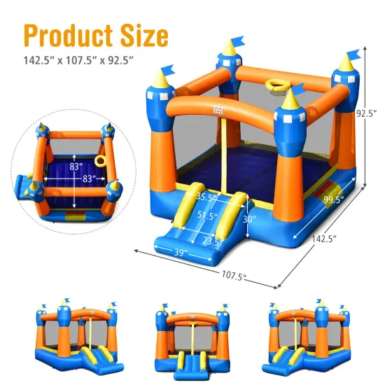 Kids Inflatable Bounce House Magic Castle with Large Jumping Area with 735W Blower {5}