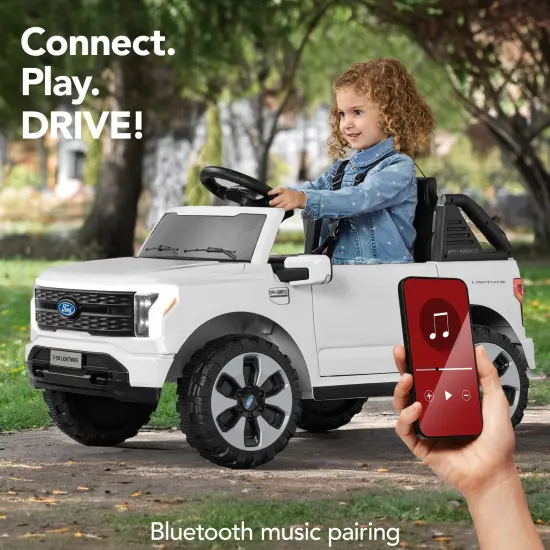 Best Choice Products Kids 12V Ride On Car Officially Licensed Ford Lightning Truck w/ Remote, LED Lights White {5}