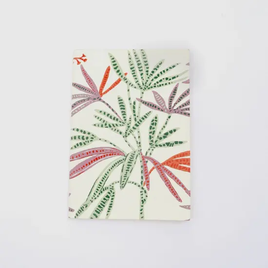 Soft Cover Off white/Green Leaves Handmade Paper Notebook Pack of 5, 10 X 7 inch {3}