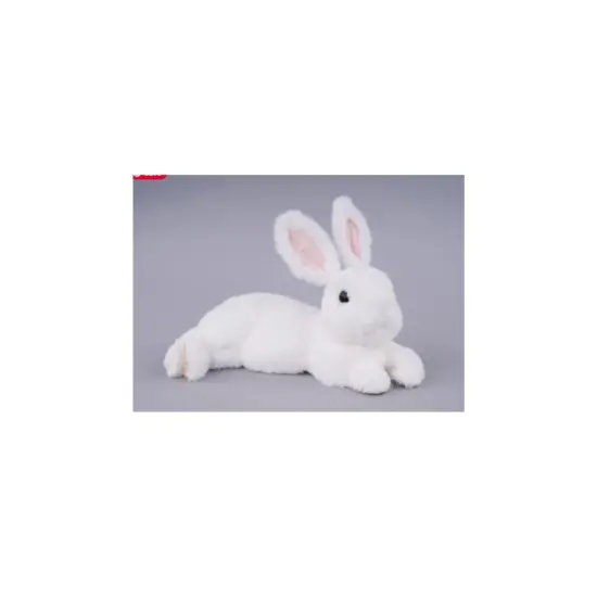 11.75" Faux Fur Laying Rabbit | Soft White Bunny Figurine for Easter & Spring Decor {2}