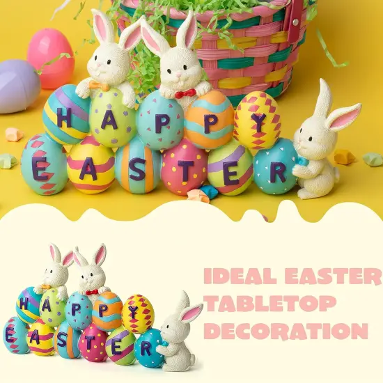 Easter Bunny Carrots Resin Centerpiece Decor with The Word Spring Decoration Tabletop {4}