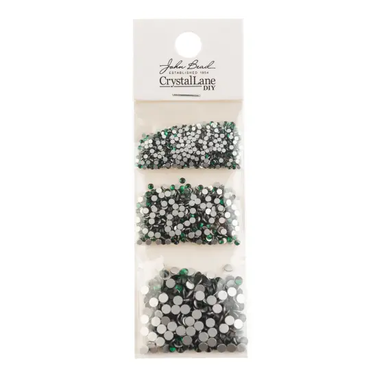 Crystal Lane DIY Combo Glass Flatback Rhinestones SS3 / SS6 / SS12 Emerald {3}
