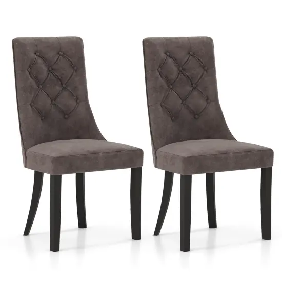 Tufted Dining Chairs Set of 2 with High Backrest and Padded Seat {1}