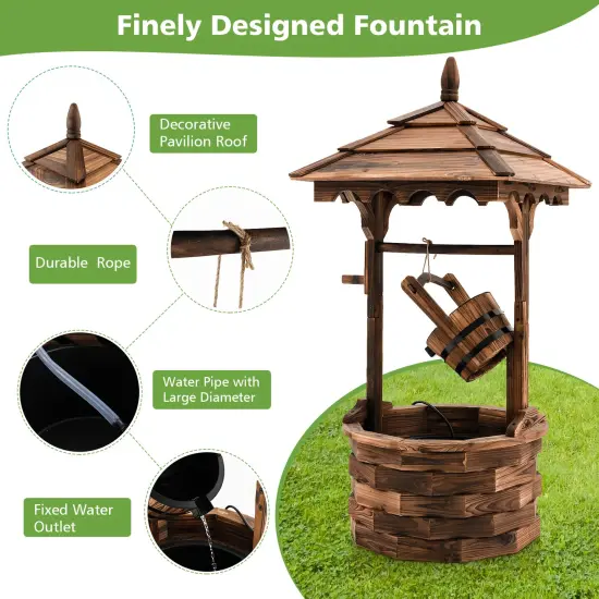 Patio Wooden Water Fountain with Electric Pump-Brown {6}