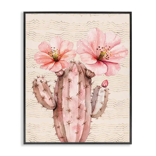 Stupell Industries Pastel Cactus with Blooms Framed Giclee Wall Art Design by Lettered and Lined {1}