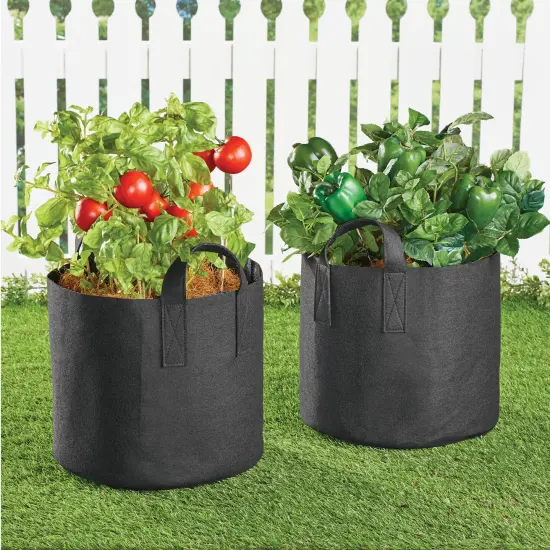Collections Etc 7 Gallon Reusable Fabric Plant Grow Bags - Set of 5 {1}