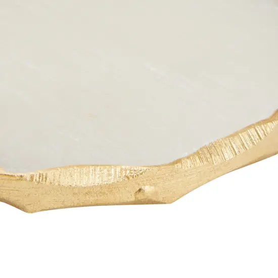 4 Pack Natural Selenite Crystal Coasters for Drinks, Geode Slices with Gold Painted Edge (3.75-4 In) White {4}