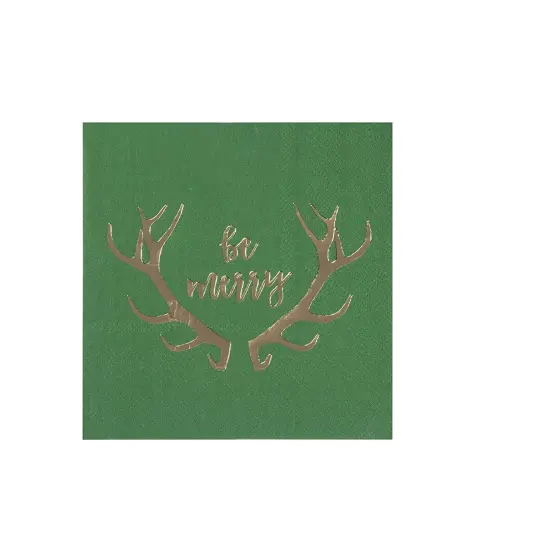 50 ct Antlers Luncheon Paper Napkins for Christmas Holiday Party Supplies & Xmas Table Decorations, Green, 6.5 in {1}