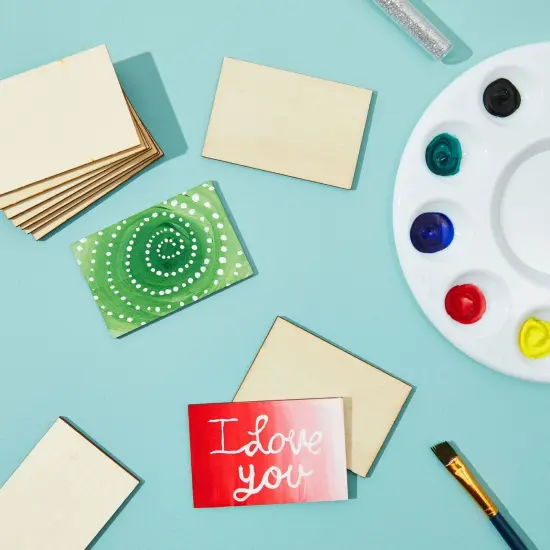 60 Pack Unfinished Wood Rectangles for Crafts, 2x3 Wooden Pieces for Painting, DIY Projects, Decorations, Engravings Brown {4}