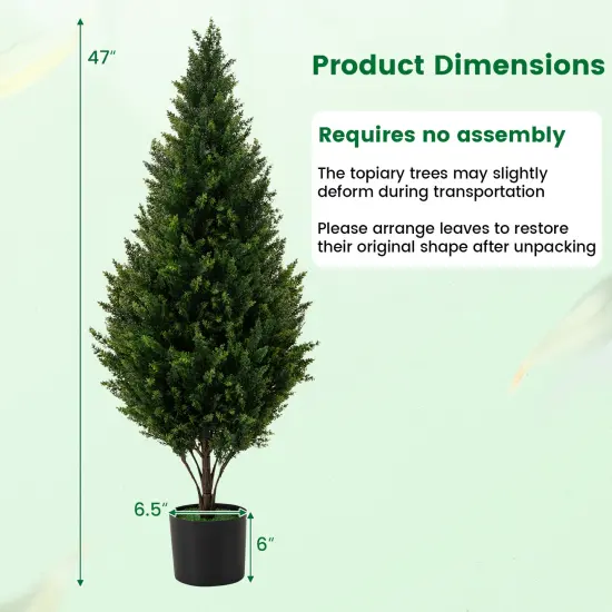 Green 4 Feet Artificial Topiary Tree Set of 2 Perfect for Indoor Outdoor Decor {4}