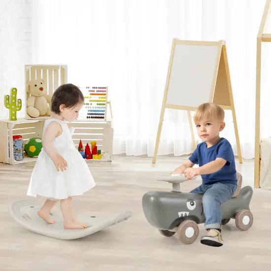 Plastic Convertible Rocking Horse & Sliding Car with Detachable Balance Board Dark Grey {3}