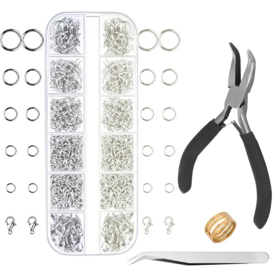 Jump Rings for Jewelry Making Supplies with Jump Ring Pliers (1200Pcs Dull Silver and Bright Silver) {1}