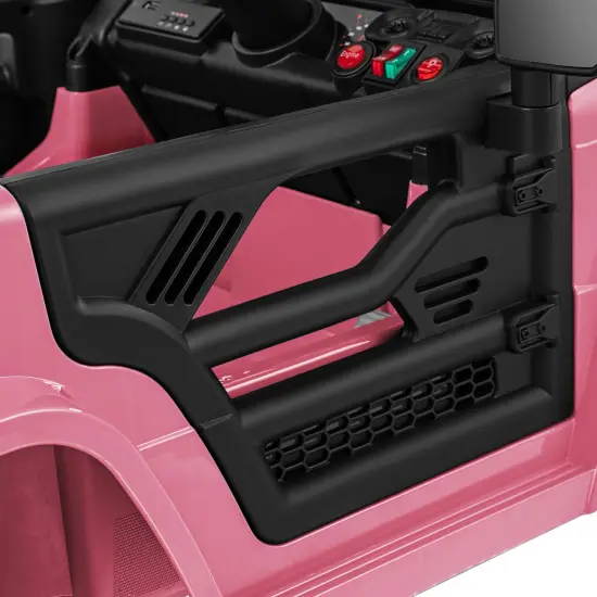 12V Ride-On Truck Car for Kids with Parental Remote, Music Player, and LED Lights Pink {4}