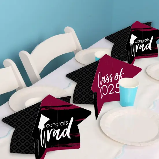 Big Dot of Happiness 8 Count Maroon Graduation 3D Centerpiece Table Decorations, Freestanding Class of 2025 Burgundy Grad Party Centerpieces {6}