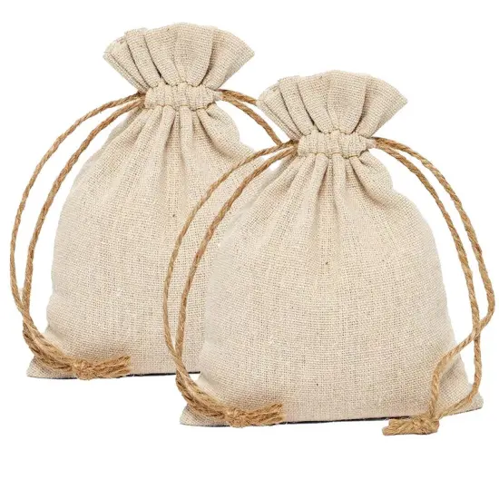 Linen Bag with Hemp Cord 6'' X 14'' Rustic {2}