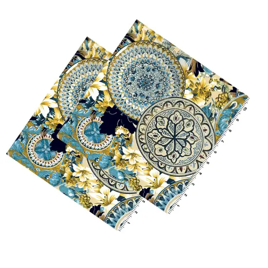 Romantic Mandalas and Lilies Printed Spandex Fabric {6}