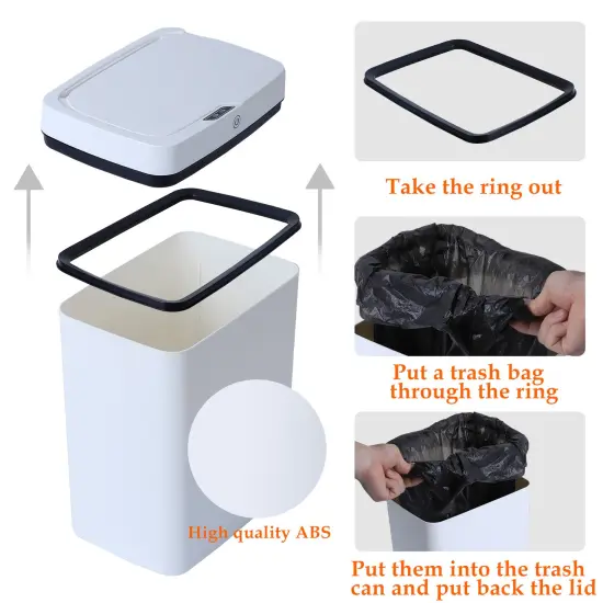 Intelligent Three-mode 15L/3.96gal Induction Garbage Can Perfect for Bedroom, Bathroom, Office {5}