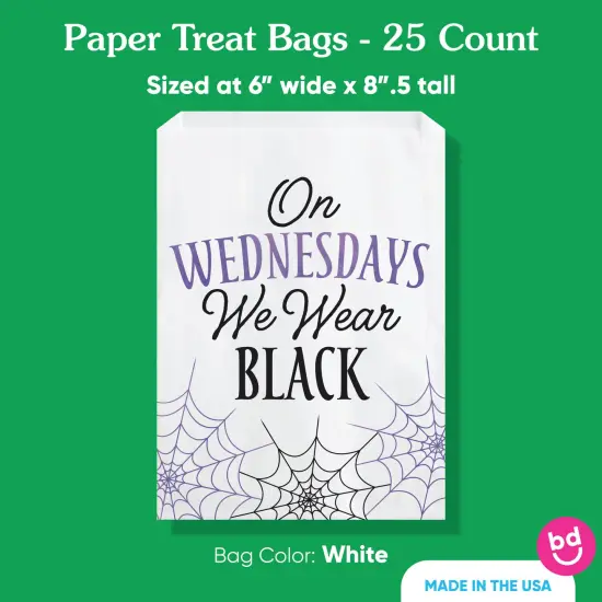 Big Dot of Happiness Goth Girl Paper Treat Bags, Black & Purple Party Individual Candy Snack Favors, Greaseproof White Sandwich Cookie Bags - 25 Count {5}