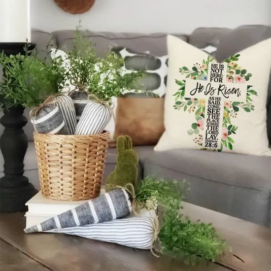 He is Risen Easter Pillow Covers 18x18 Greenery Cross Easter Decorations Outdoor Farmhouse Pillows Decorative Throw Pillows Cases {5}