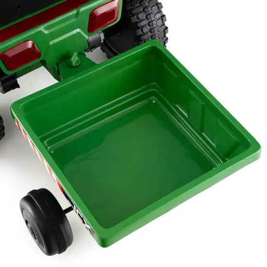 Green Plastic 12V 2-in-1 Kids Ride On Tractor with Trailer, 3-Gear Shift, Battery-Powered {4}