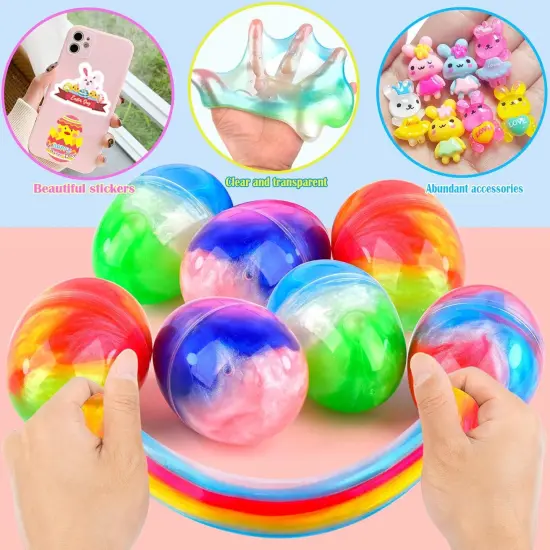 7 Pack Galaxy Slime Eggs, Prefilled Easter Eggs, School Classroom Easter Gifts Exchange, Stress Relief Slime Toy Kit {5}