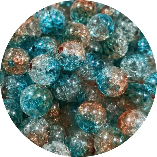 100pcs Crackle Acrylic Beads 12mm Round Crystal Acrylic Craft Beads for Jewelry Making DIY Bracelet Necklace Handmade Craft Decoration(Red-Lake Blue) {5}