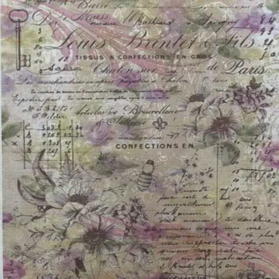 Parisian Charm Designer Printed AIDA Fabric. Canvas for embroidery with an applied backgroundKF-1344A {1}