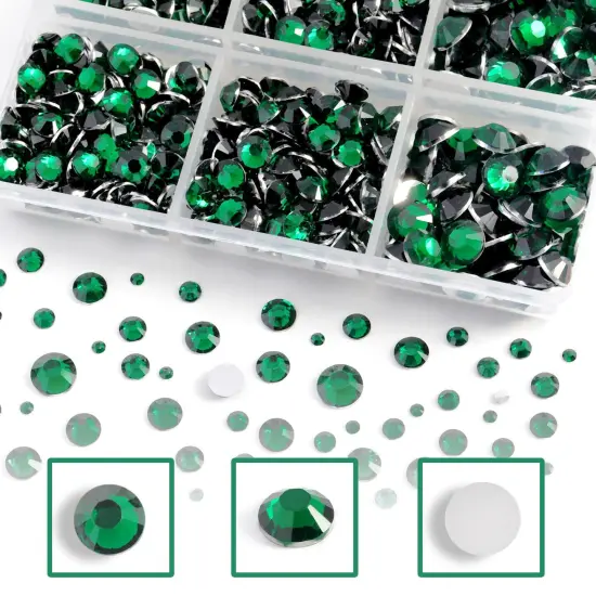 Resin Rhinestones Kit for Crafts,8400 pcs Green Flatback Rhinestones Mixed 5 Sizes 2mm-6mm with B7000 Glue Tweezers and Wax Pencil for Fabric Tumblers and Clothes {5}