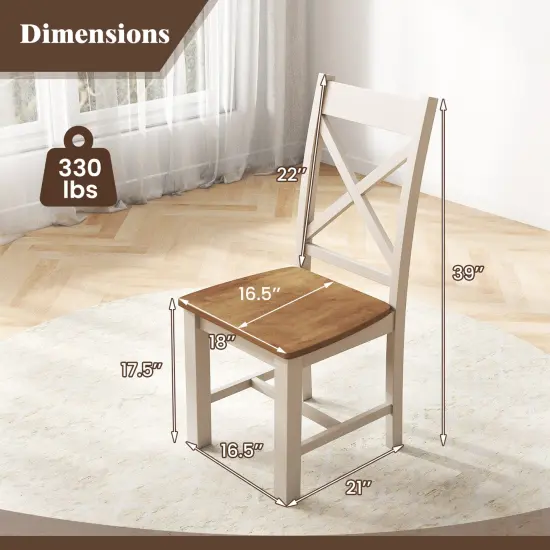 Wooden Dining Chairs Set of 2 with High Back and Rubber Wood Frame-Natural {4}