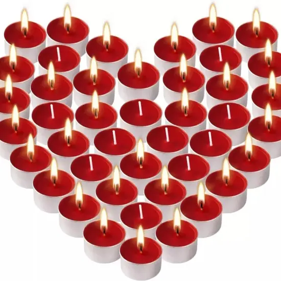 100 Pack Red Unscented Tealight Candles, Romantic Love Tea Lights {5}