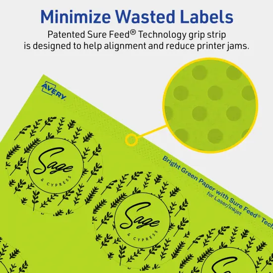 Avery Bright Green Paper Labels, 2.5" Diameter Round {4}
