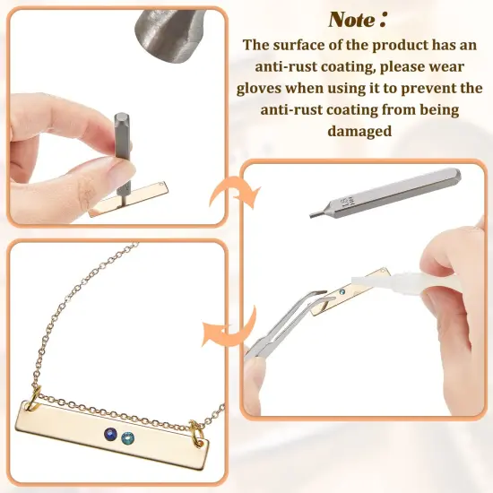 Metal Stamping Jewelry Kit, Includes 3 Punch Tools, 1500 Rhinestones, 15 Tags for DIY Necklace Bracelet {3}