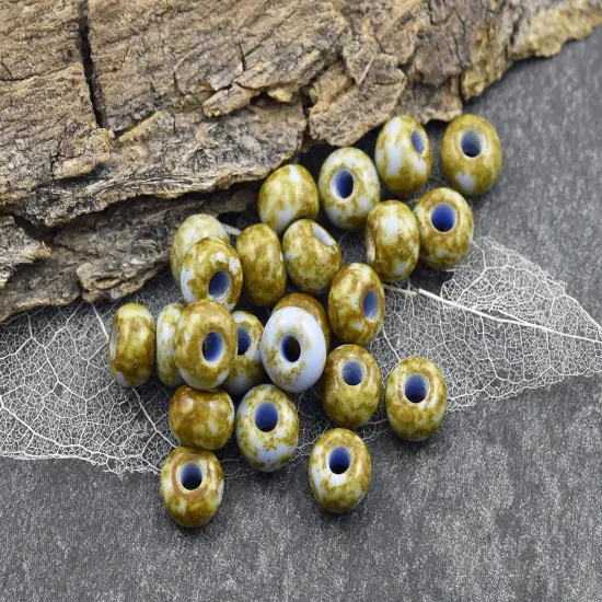 50G Opaque Lt. Blue Picasso Czech 32/0 Seed Beads {3}