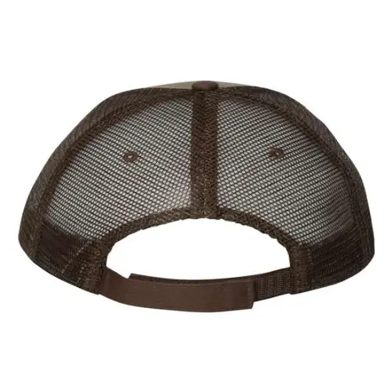 Valucap&reg; Sandwich Trucker Cap Stylish Comfortable Fit Khaki/ Brown {2}