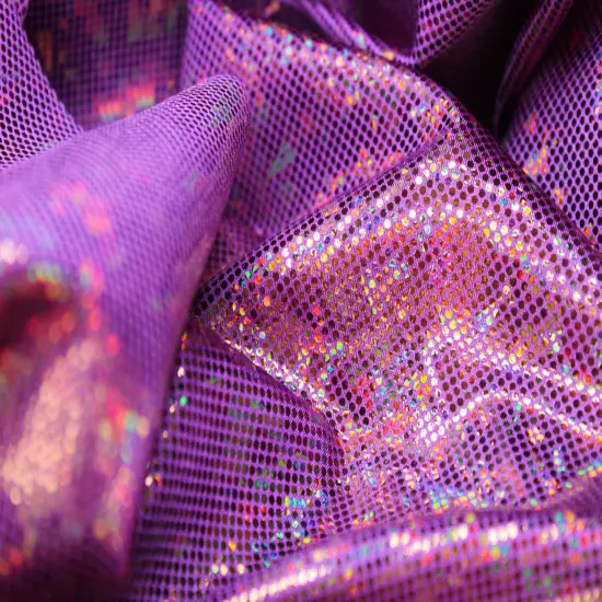 1 Yard Shattered Glass Spandex Fabric for Costumes Dancewear Leggings Activewear Projects (58"/60" )Inches Wide Bright Purple {1}