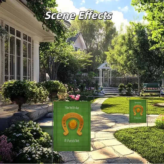 St Patricks Day Garden Flag Decorations, Green Hat Lucky Shamrock Decorations Yard Flags Irish Outdoor Decor For Farmhouse Holiday,St.Patrick'S Day Garden Flag 12x18 Inch Double Sided {3}