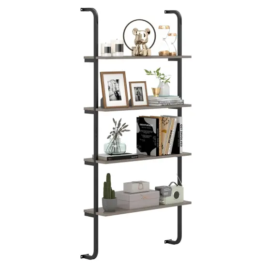 4-Tier Industrial Pipe Shelving with Metal Frame Perfect for Living Room or Kitchen Oak {4}