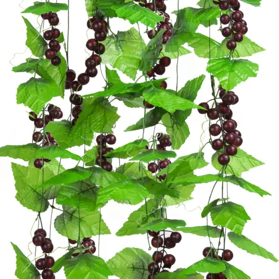 8FT 5pcs Artificial Greenery Chain Grapes Fake Vines Leaves Foliage Simulation {1}