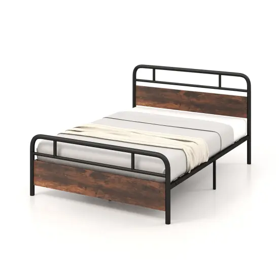 Industrial Metal Bed Frame with Headboard &ndash; Twin/Full/Queen Size, Sturdy Construction and Easy Assembly {1}
