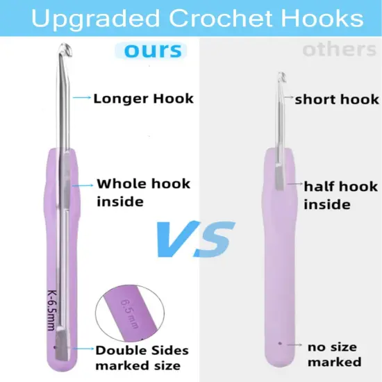 Crochet Hook Set,14 Sizes Crochet Hooks for Arthritic Hands,Crochet Hooks Ergonomic Soft Grip with Case,Crochet Needles(Size B-Size N) {6}