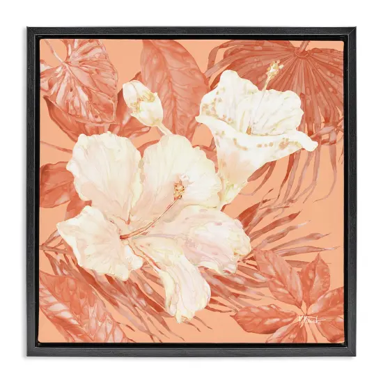 Stupell Industries Hibiscus & Leaf Bunch Floater Framed Canvas Wall Art Design by Paul Brent {1}