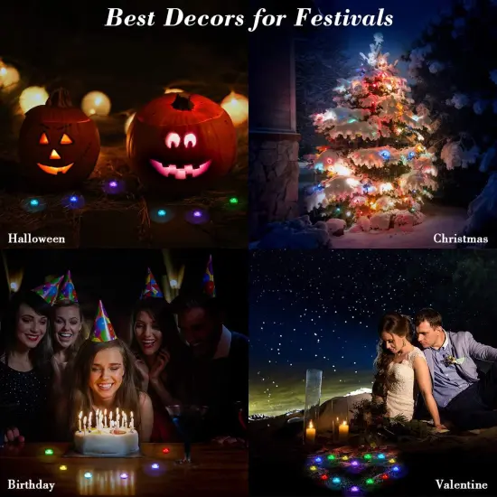 Mini Submersible Led Lights with Remote, Small Underwater Tea Lights Candles Waterproof 1.5" RGB Multicolor Flameless Accent Lights Battery Operated Vase Pool Pond Lantern Decoration Lighting (10pcs) {5}